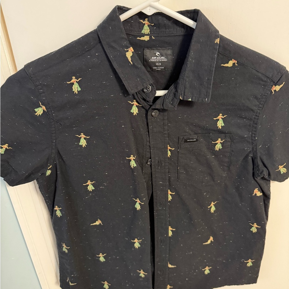 Rip Curl Black Shirt with Surfer Print